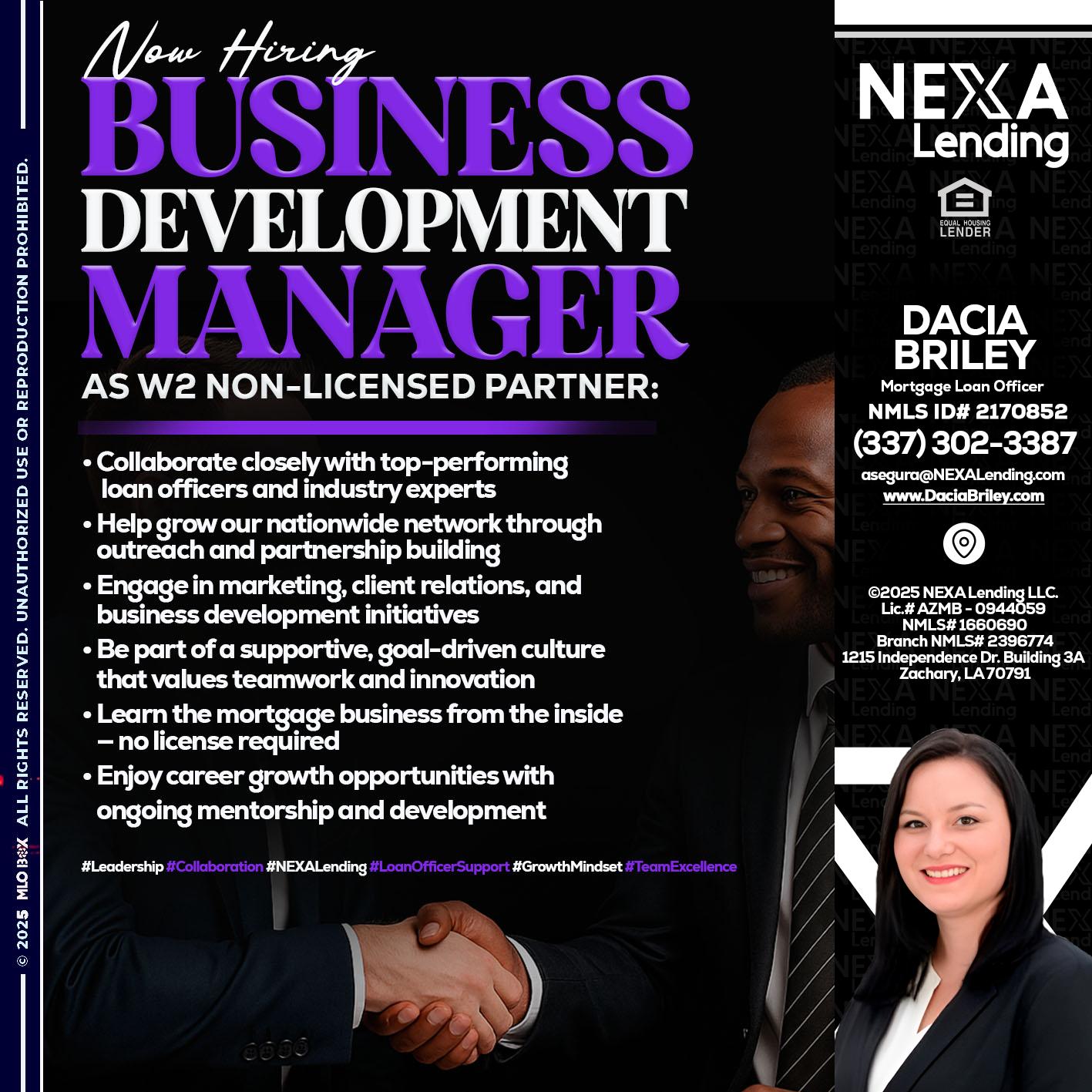NOW HIRING - Dacia Briley -Mortgage Loan Originator
