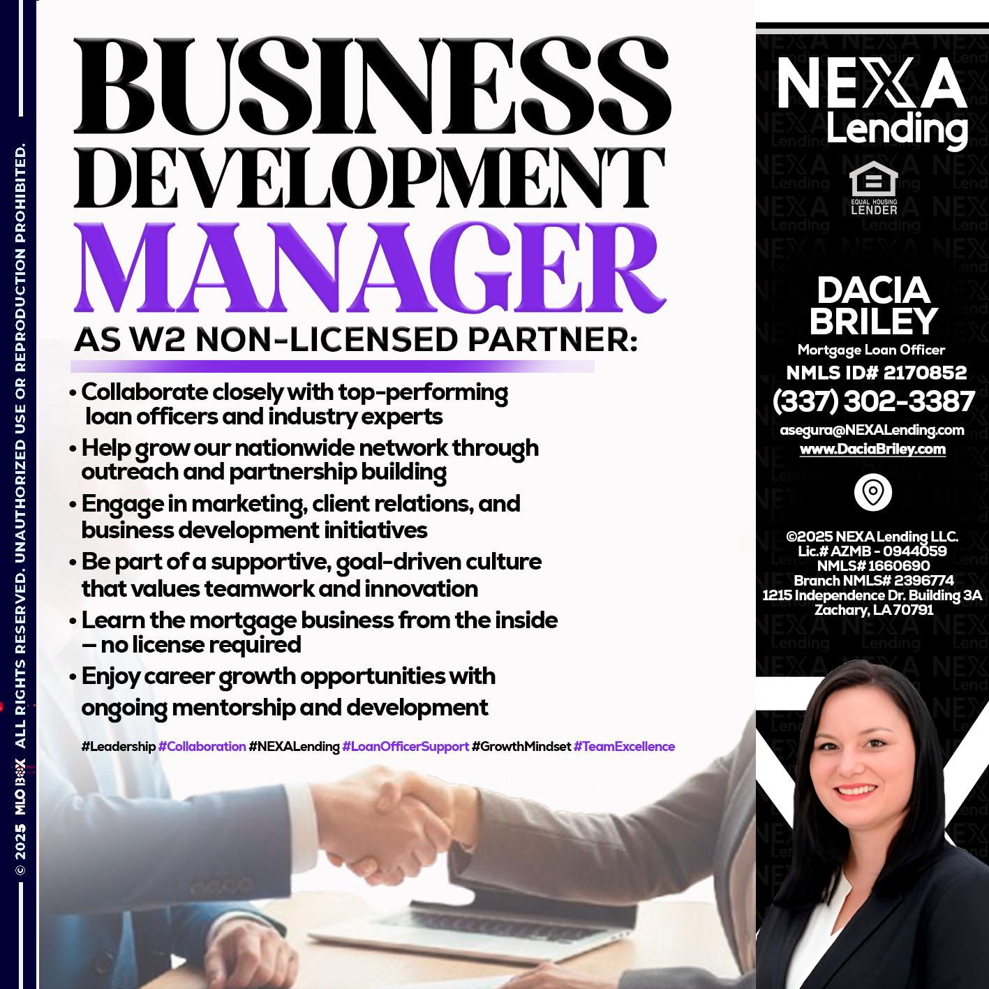 business development - Dacia Briley -Mortgage Loan Originator