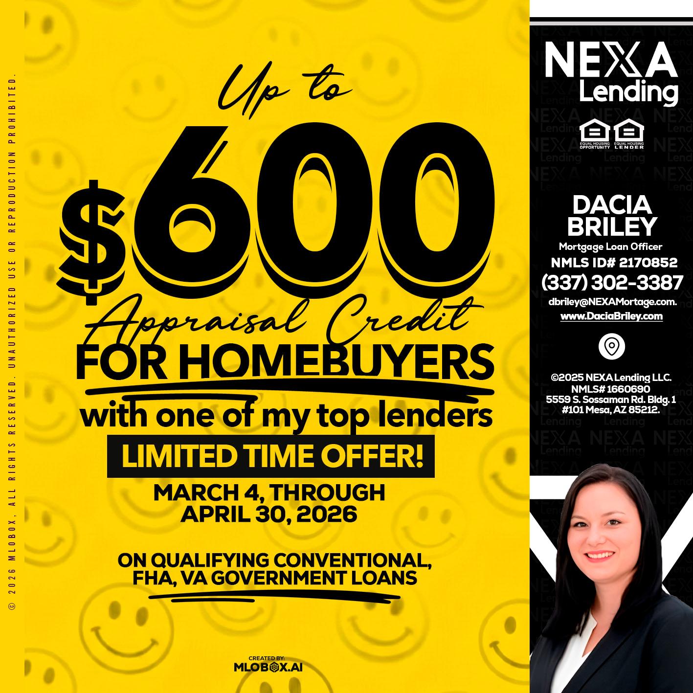 UP TO 600 - Dacia Briley -Mortgage Loan Originator