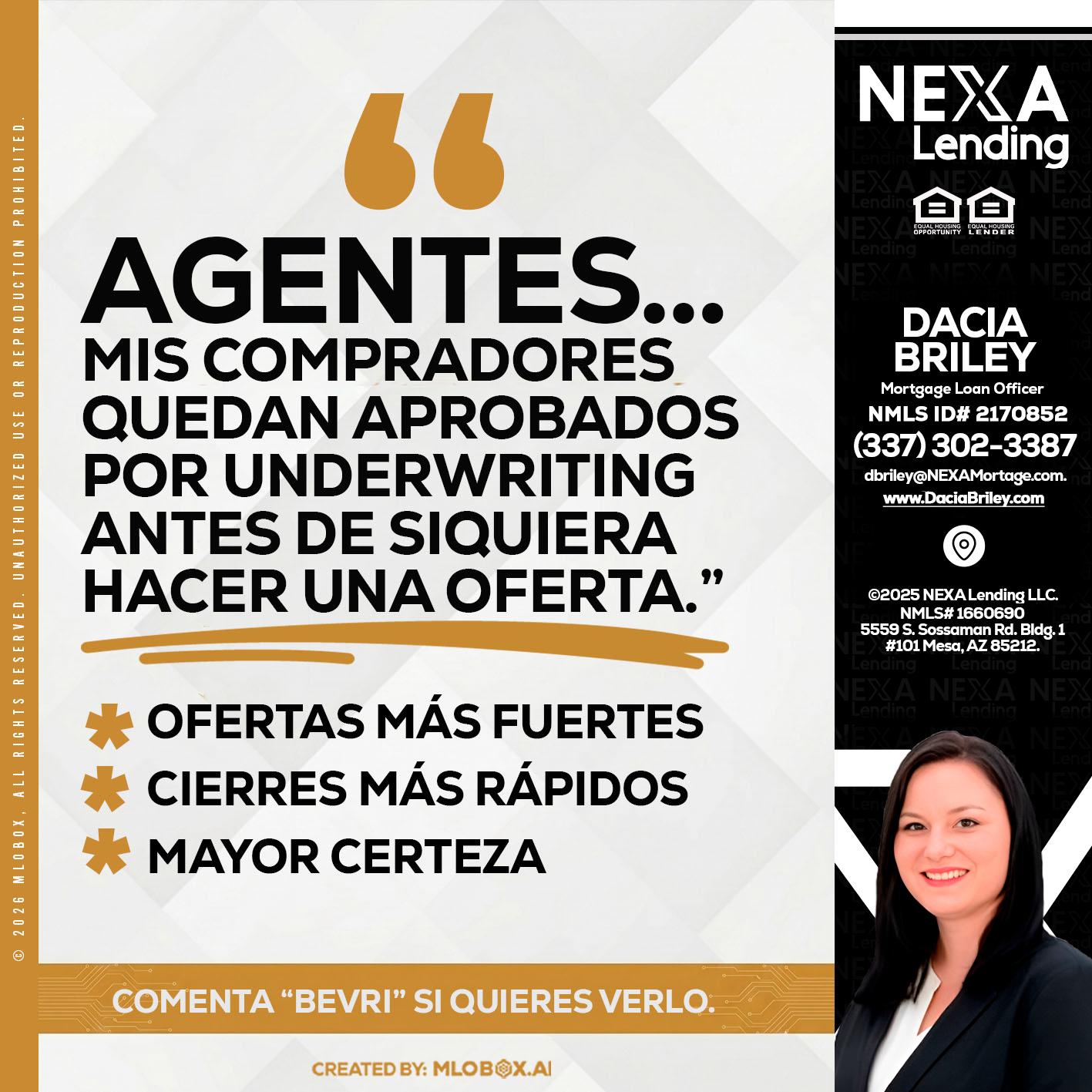 AGENTES - Dacia Briley -Mortgage Loan Originator