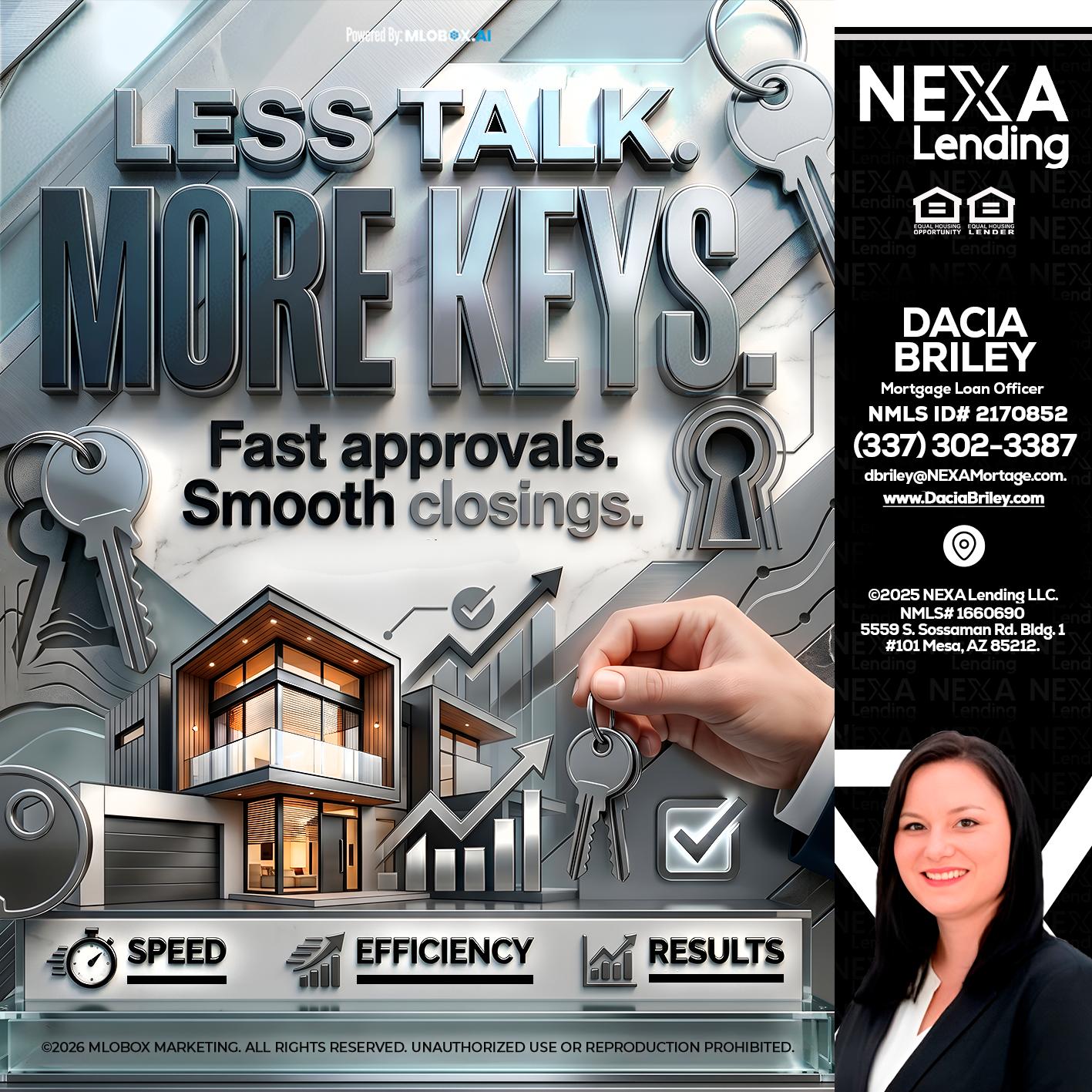 LESS TALK, MORE KEYS! - Dacia Briley -Mortgage Loan Originator