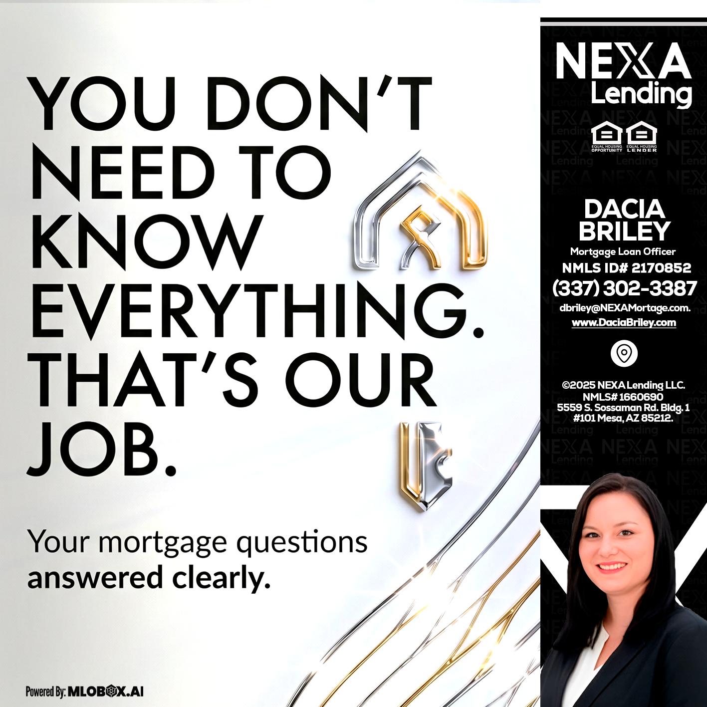 THAT IS OUR JOB - Dacia Briley -Mortgage Loan Originator