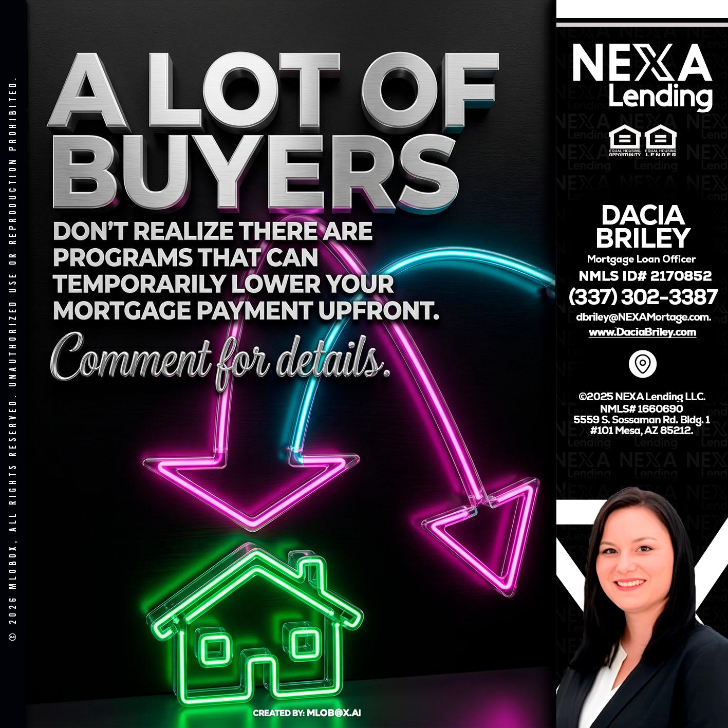 A LOT OF BUYERS - Dacia Briley -Mortgage Loan Originator