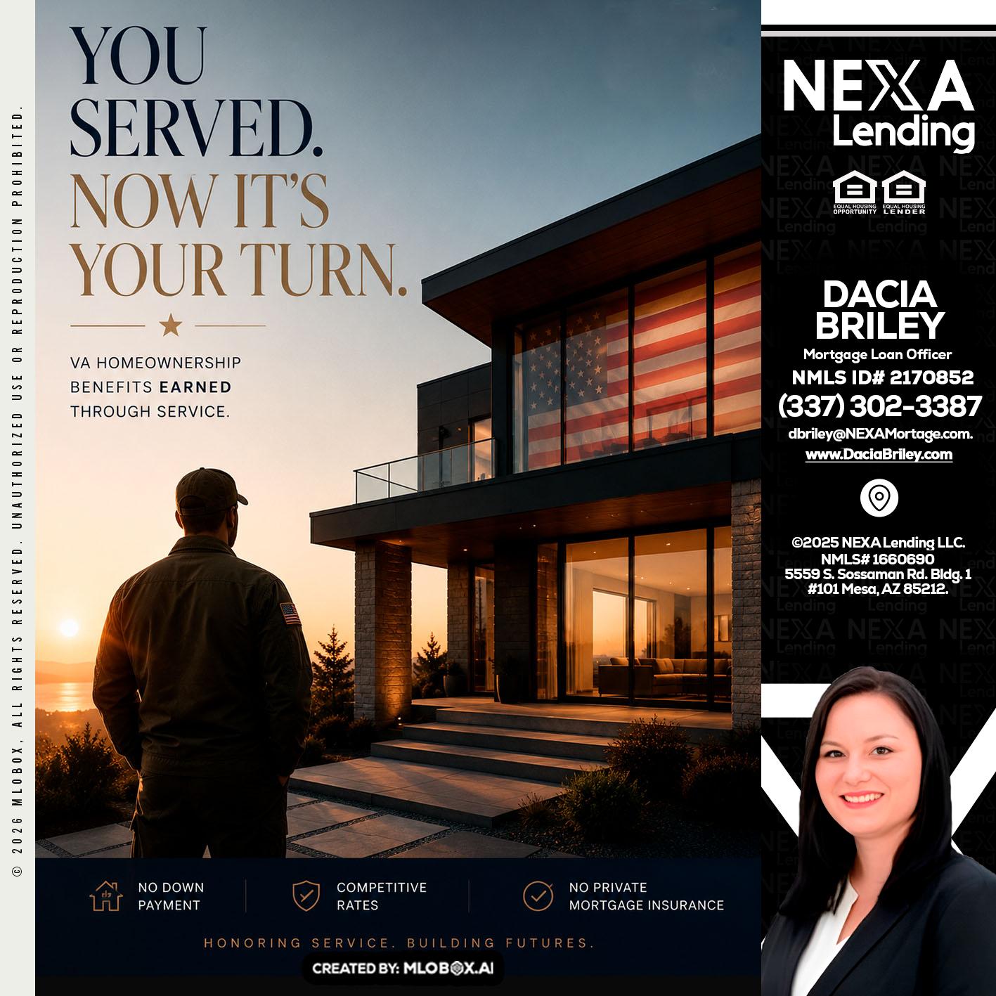 YOU SERVED - Dacia Briley -Mortgage Loan Originator