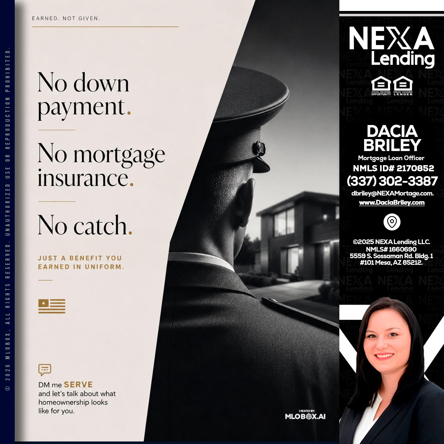 NO DOWN PAYMENT - Dacia Briley -Mortgage Loan Originator