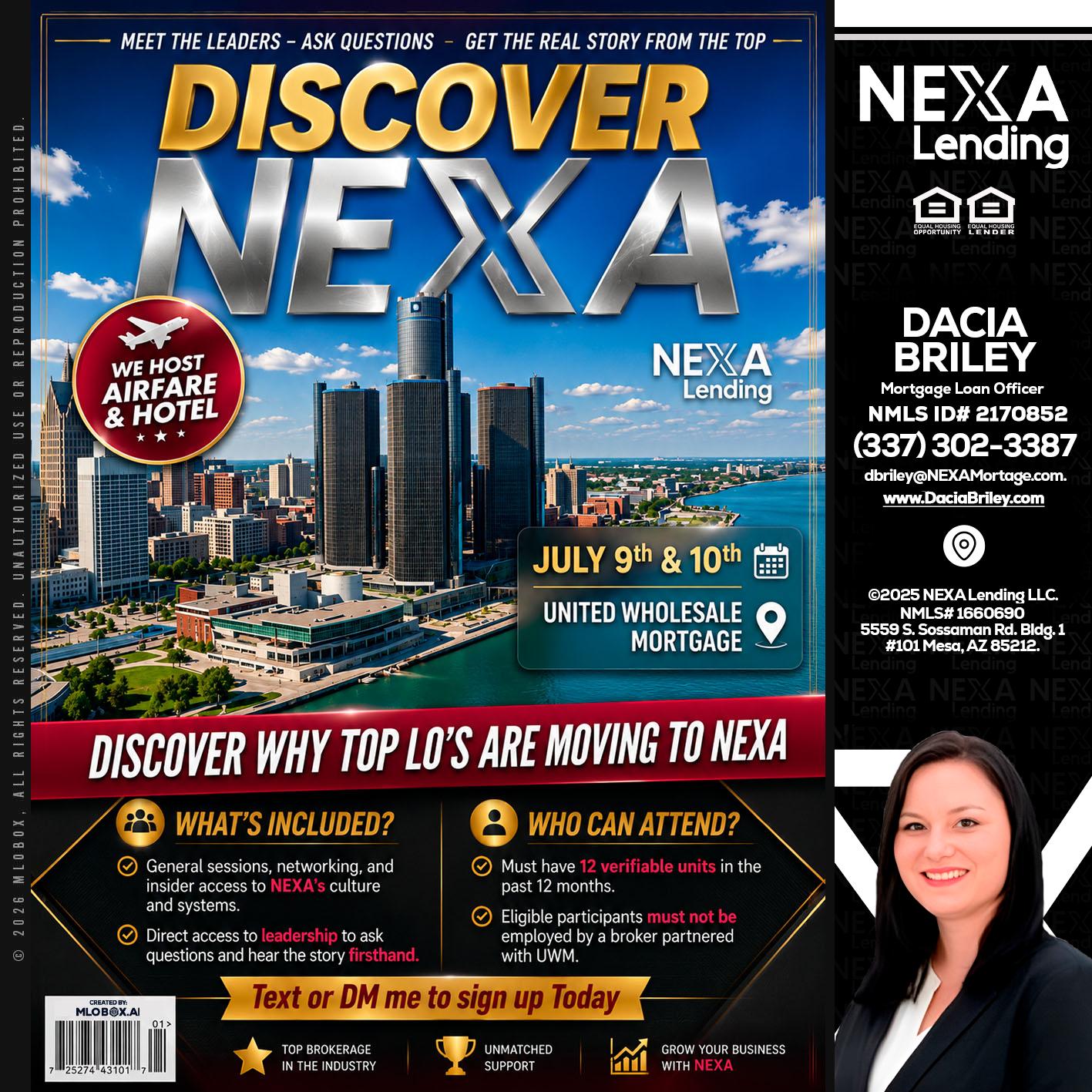DISCOVER NEXA - Dacia Briley -Mortgage Loan Originator