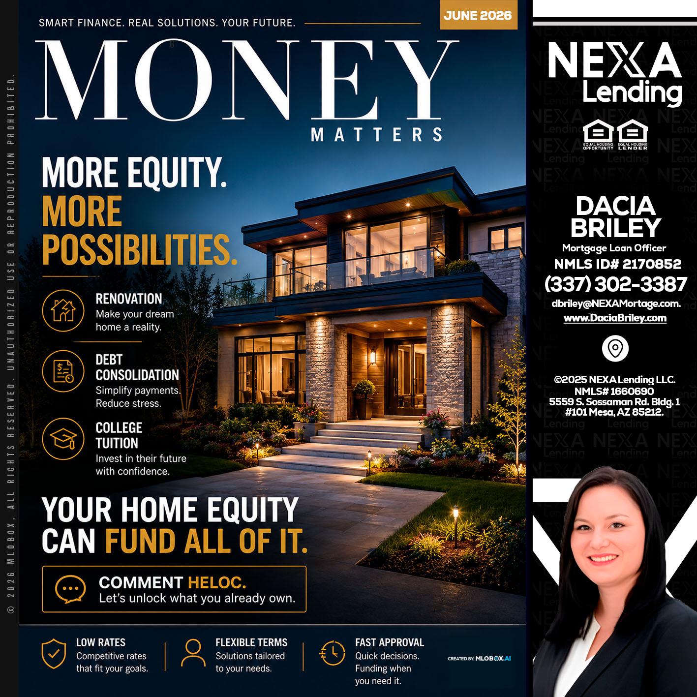 MONEY MATTERS - Dacia Briley -Mortgage Loan Originator