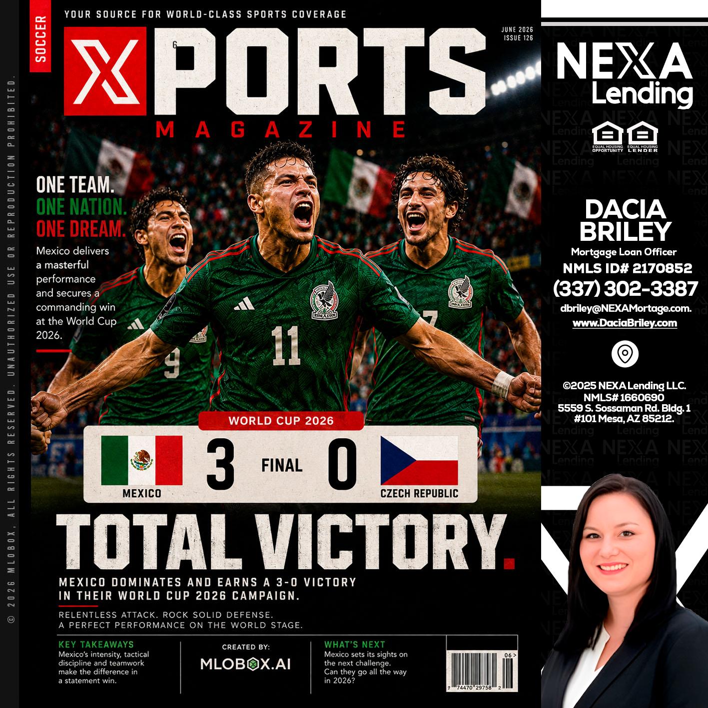 World Cup 2026 MEX 1-0 CZECH - Dacia Briley -Mortgage Loan Originator