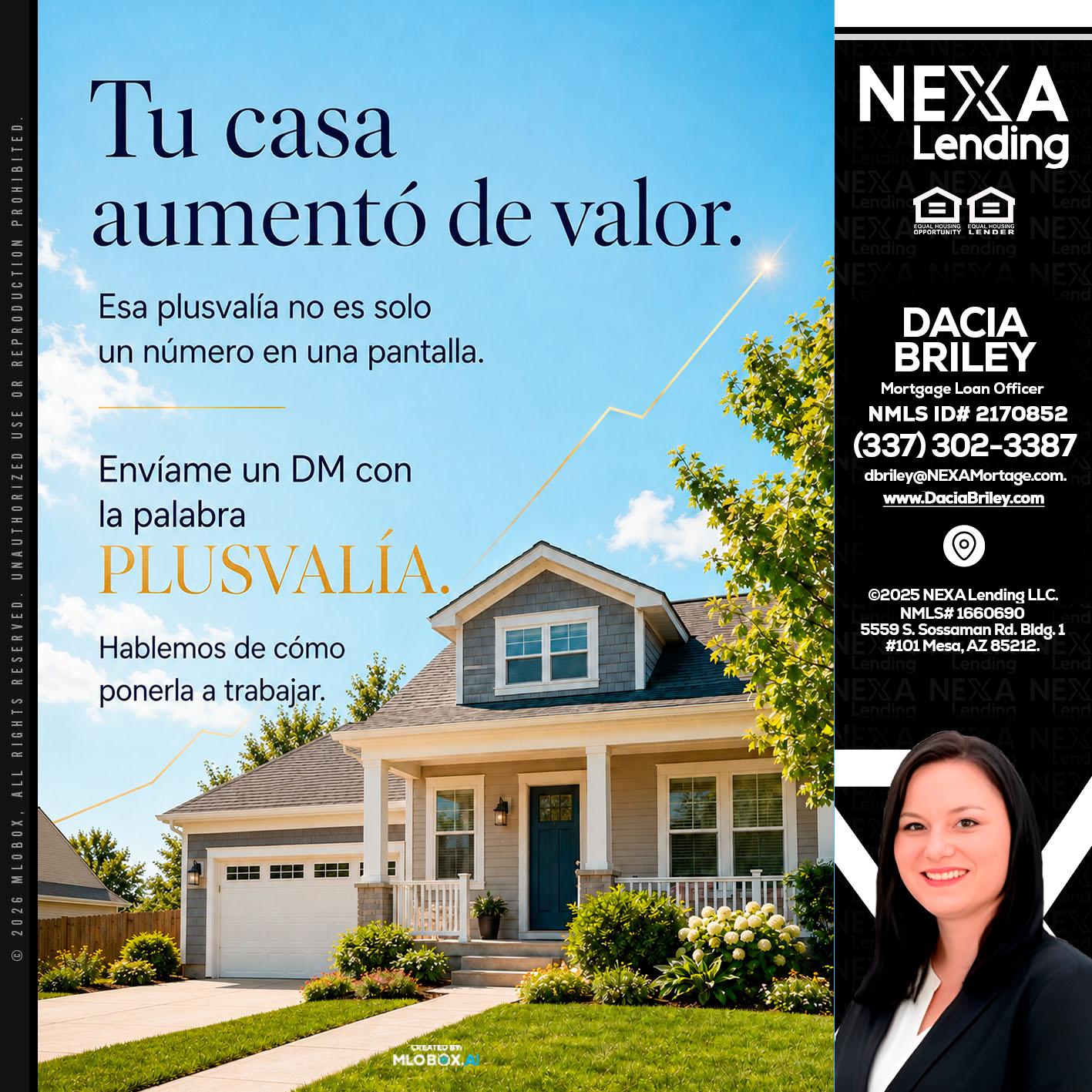 tu casa aumento - Dacia Briley -Mortgage Loan Originator